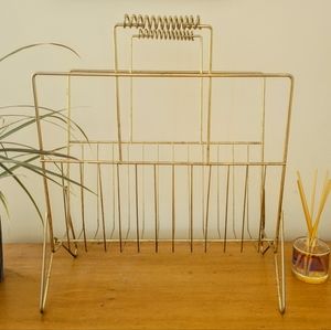 Vintage Gold Metal Wire Record/Magazine Holder